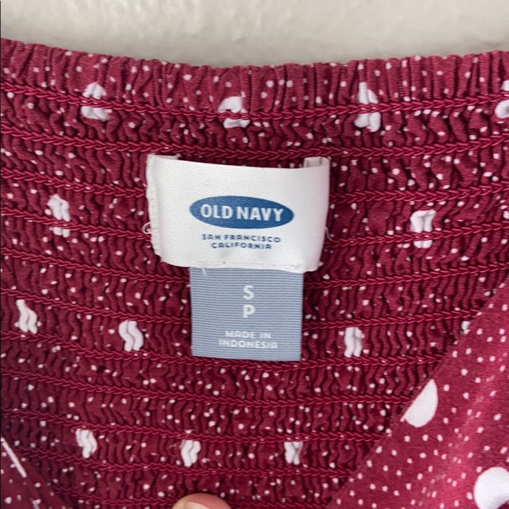 Wine colored polka dot sundress - Picture 4 of 4